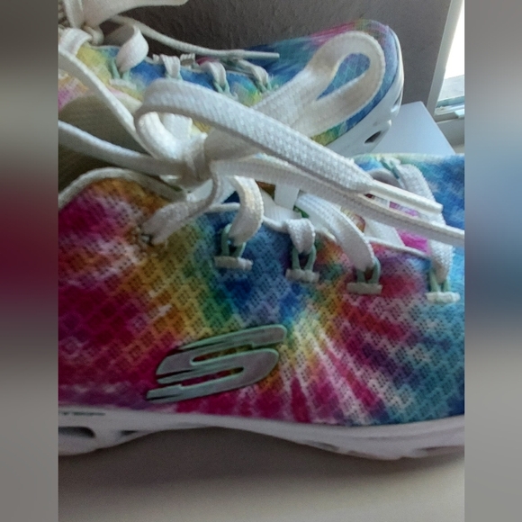 Skechers Glide Step Memory Foam Sneakers Comfort Shoe Tie Dye Rainbow 9.5 Air - Picture 10 of 10